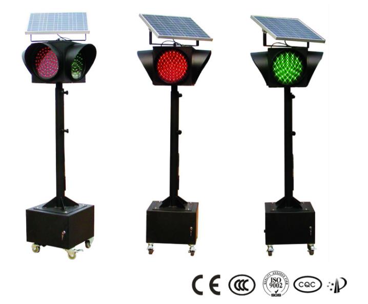Drita diellore e trafikut të kuq, të verdhë dhe të gjelbër rrugëve, drita paralajmëruese LED diellore